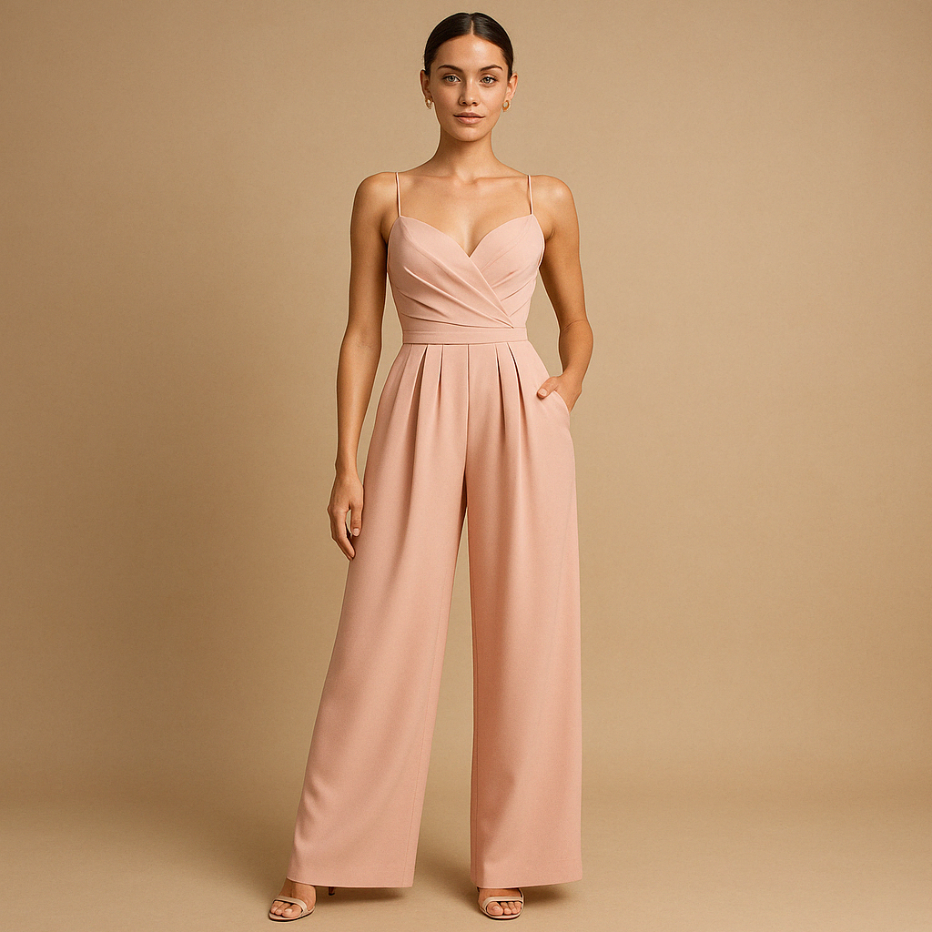 Trendy summer jumpsuit for women with adjustable straps and flattering fit, ideal for parties, summer days, and evening outings.