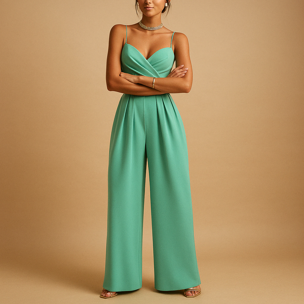 Trendy summer jumpsuit for women with adjustable straps and flattering fit, ideal for parties, summer days, and evening outings.