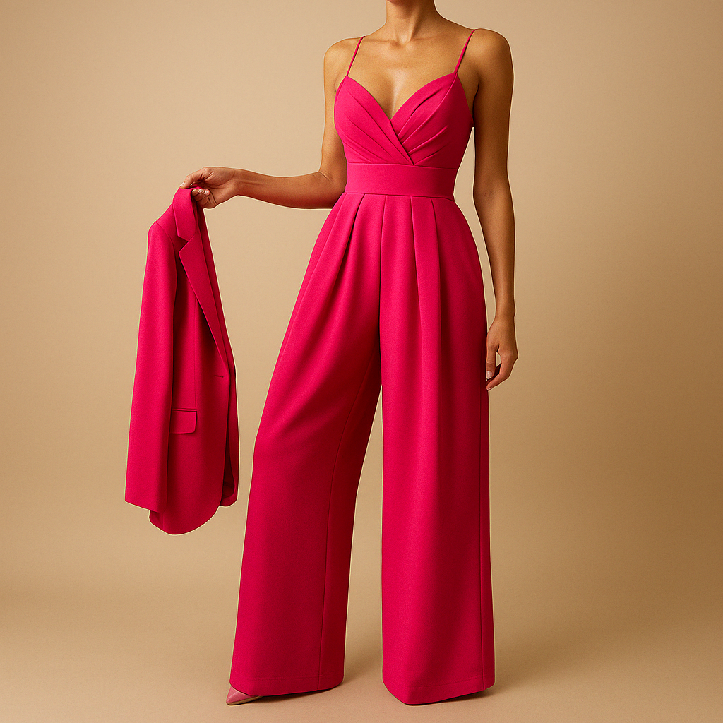 Trendy summer jumpsuit for women with adjustable straps and flattering fit, ideal for parties, summer days, and evening outings.