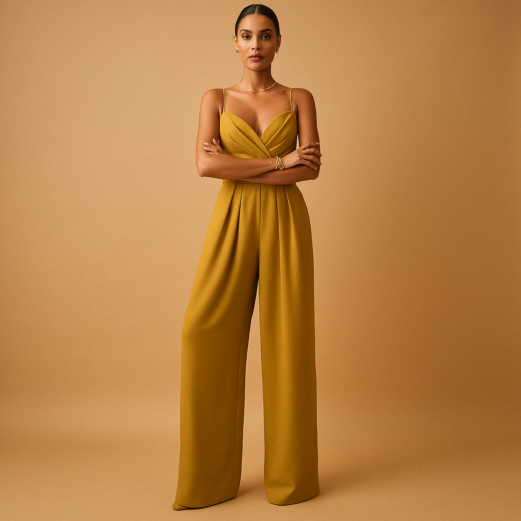 Trendy summer jumpsuit for women with adjustable straps and flattering fit, ideal for parties, summer days, and evening outings.