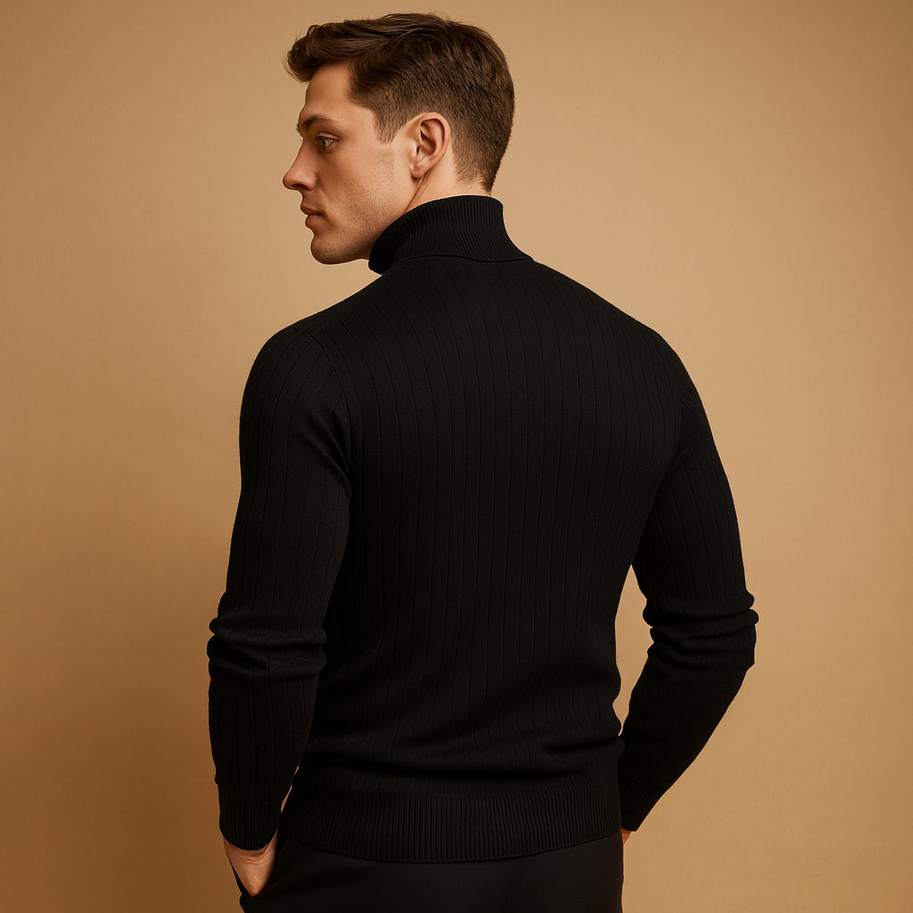 Men’s turtleneck knitted sweater with soft fabric and classic design, warm, stylish, and ideal for autumn and winter wear.