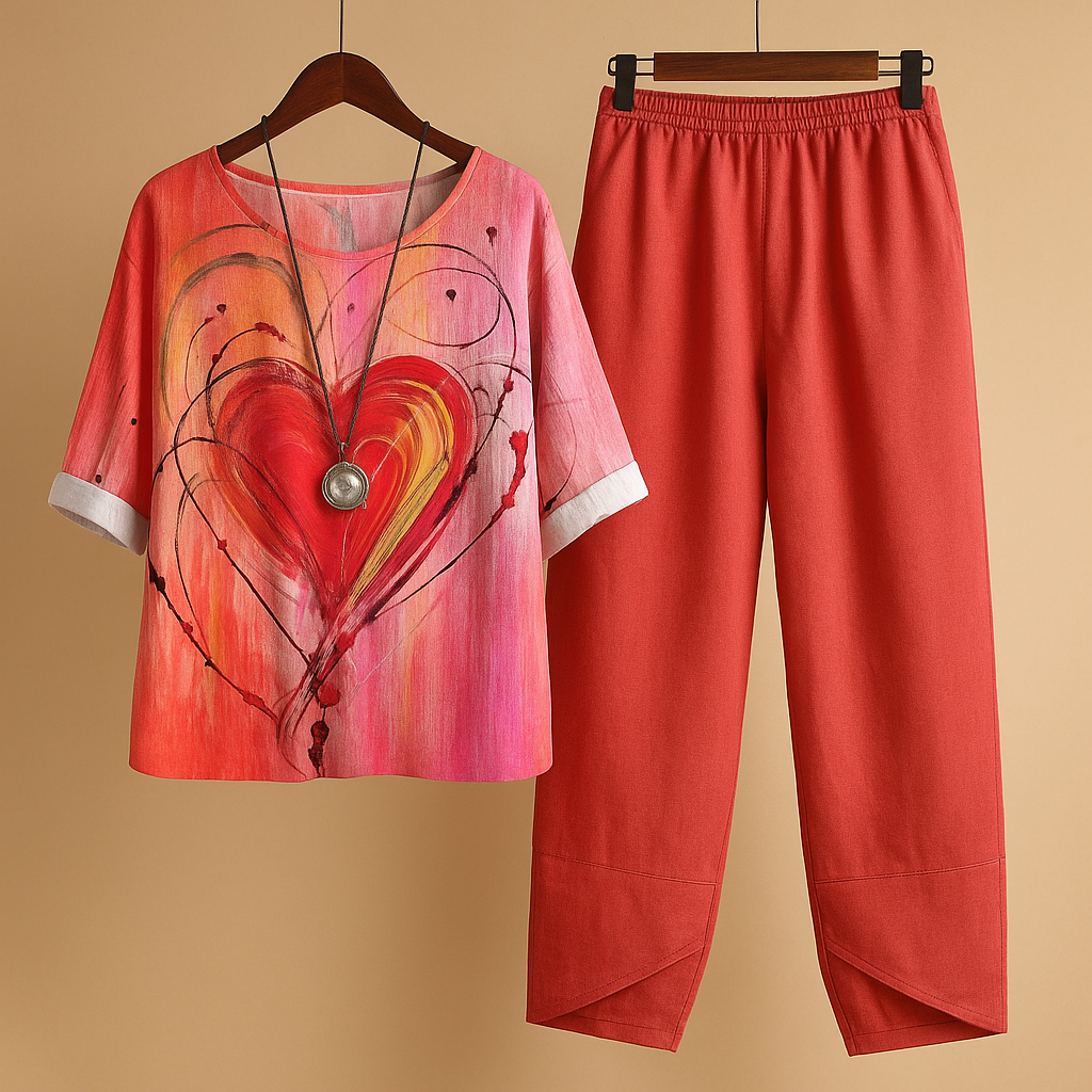Two-piece spring and summer set for women with loose fit and elegant design, perfect for warm days, casual outings, and relaxed evenings.