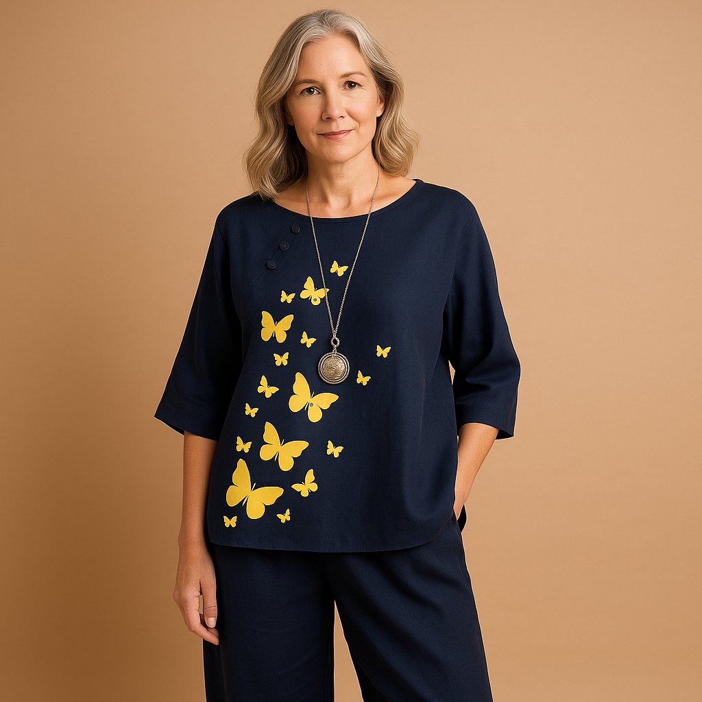 Two-piece spring and summer set for women with loose fit and elegant design, perfect for warm days, casual outings, and relaxed evenings.