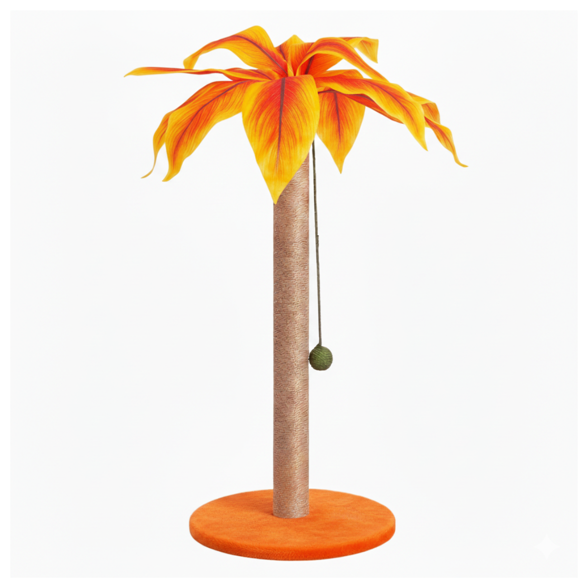 Vertical Cat Scratching Post with Sisal Pole, Dangling Ball, and Base