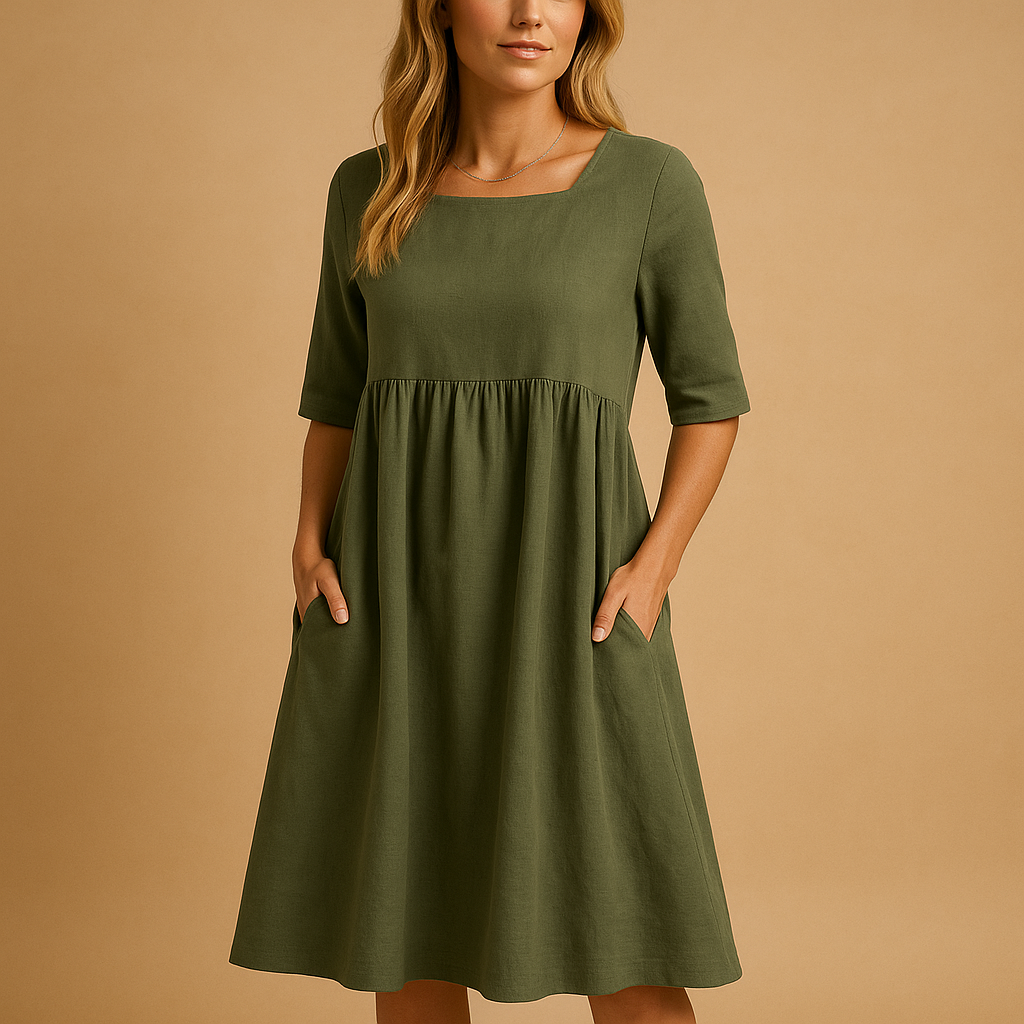 Vintage midi dress for women with an elegant silhouette and retro-inspired style, perfect for all seasons and special occasions.