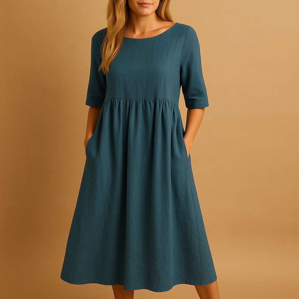 Vintage midi dress for women with an elegant silhouette and retro-inspired style, perfect for all seasons and special occasions.