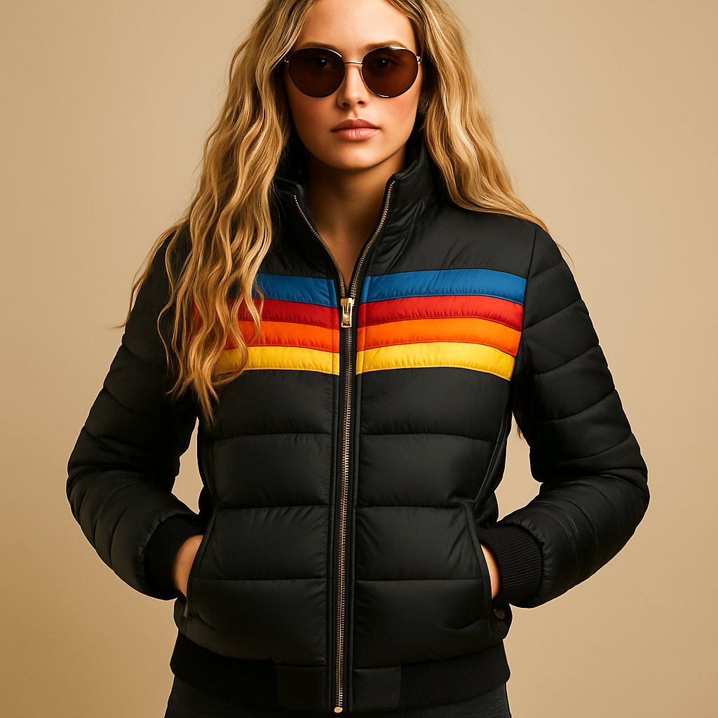 Warm women’s winter coat with hood and insulating lining, designed for comfort and style, available in vibrant seasonal shades.