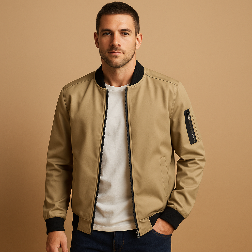 Men’s water-repellent summer jacket with modern fit and timeless design, perfect for casual walks and formal occasions.