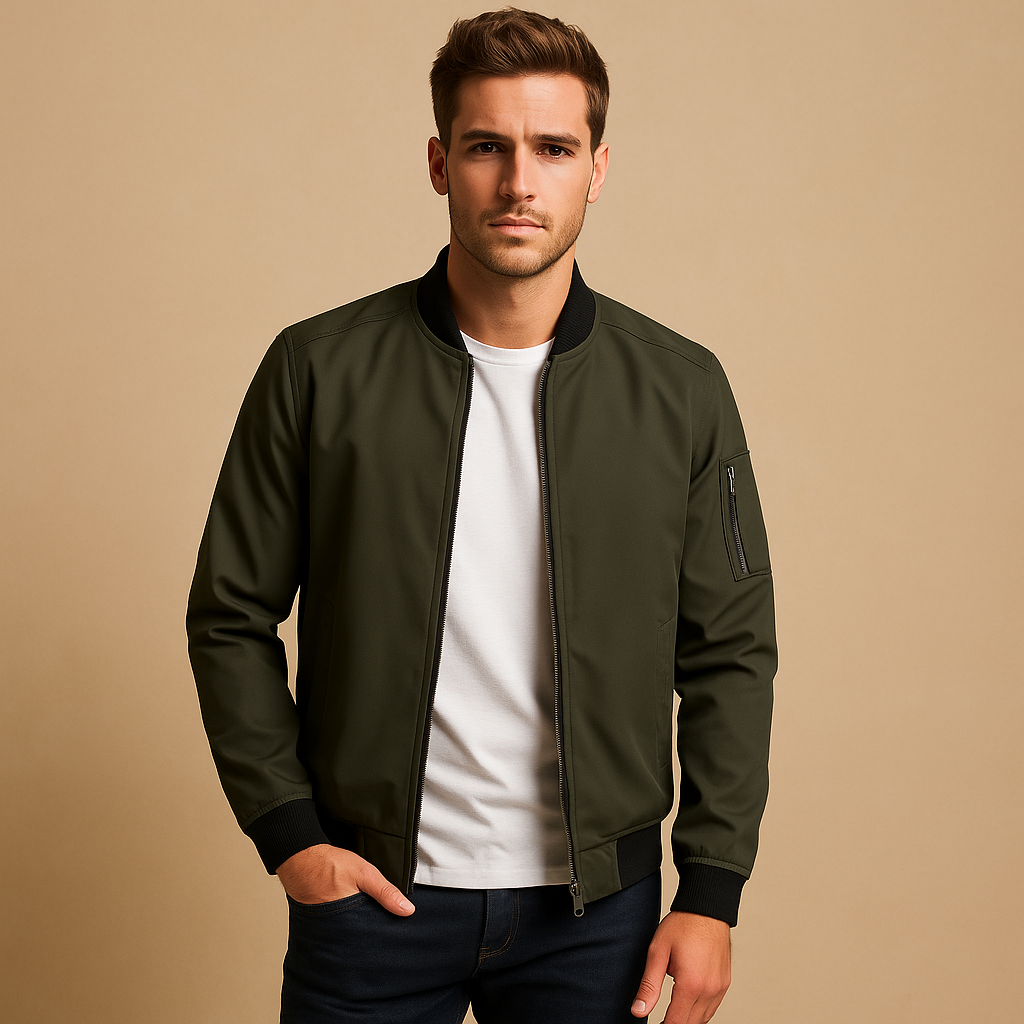 Men’s water-repellent summer jacket with modern fit and timeless design, perfect for casual walks and formal occasions.