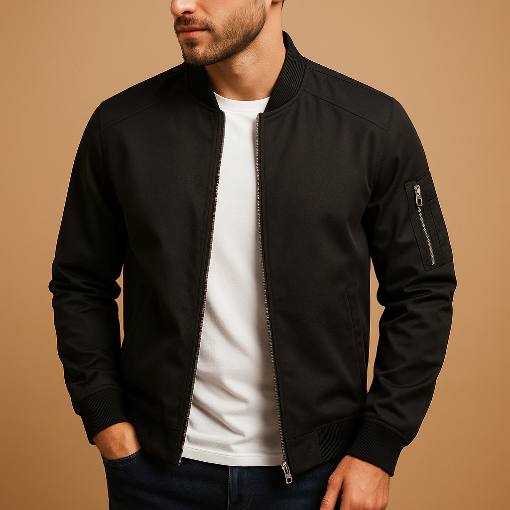 Men’s water-repellent summer jacket with modern fit and timeless design, perfect for casual walks and formal occasions.