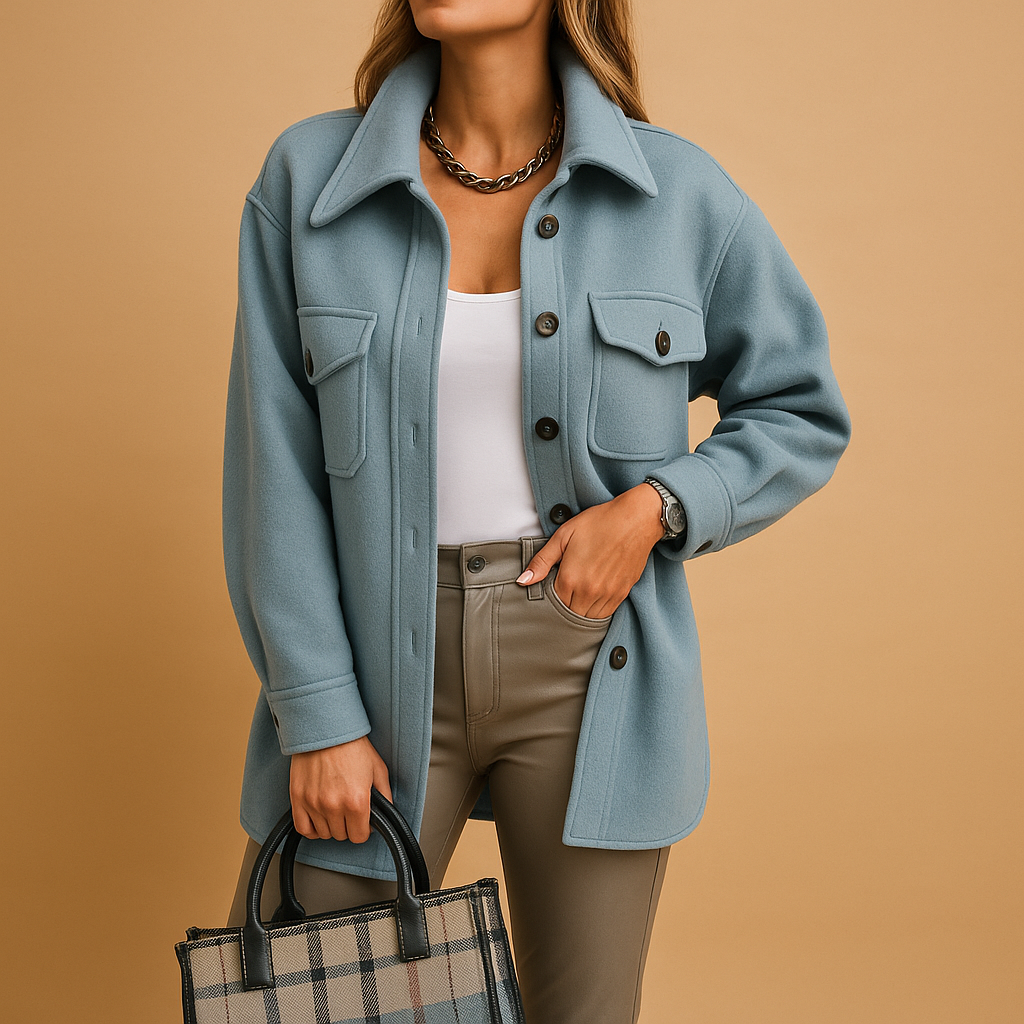 Women’s waterproof windbreaker jacket with button closure, fold-over collar, and practical pockets. Available in multiple colors from XS to 3XL.