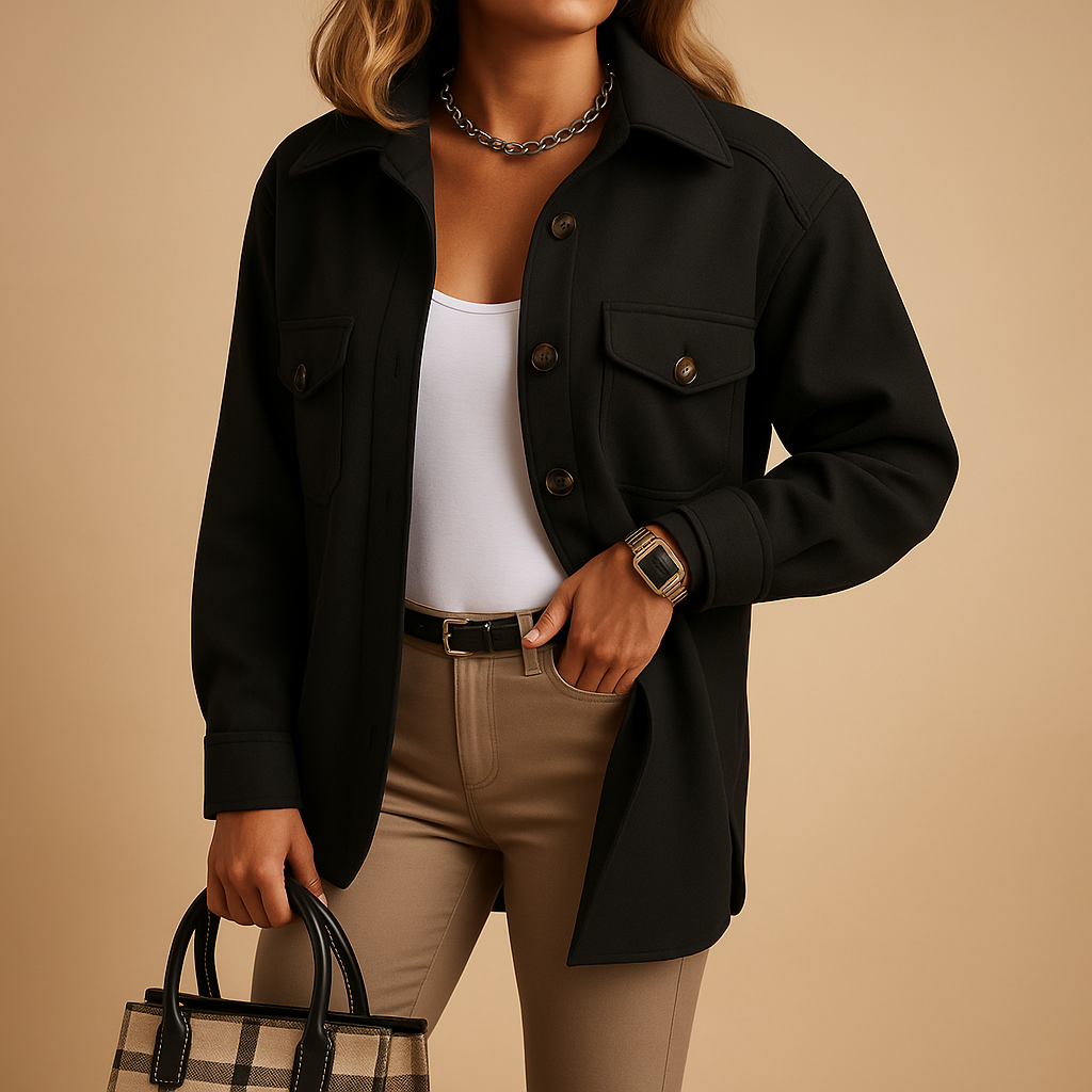 Women’s waterproof windbreaker jacket with button closure, fold-over collar, and practical pockets. Available in multiple colors from XS to 3XL.