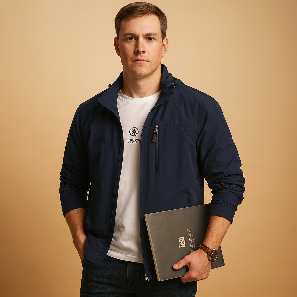 Men’s wind and waterproof jacket with adjustable fit, breathable fabric, and military-inspired design for outdoor and urban wear.