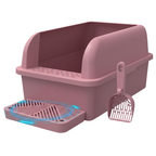 XL Cat Litter Box with Stainless Steel Pan, High Sides, Scoop