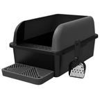 XL Cat Litter Box with Stainless Steel Pan, High Sides, Scoop