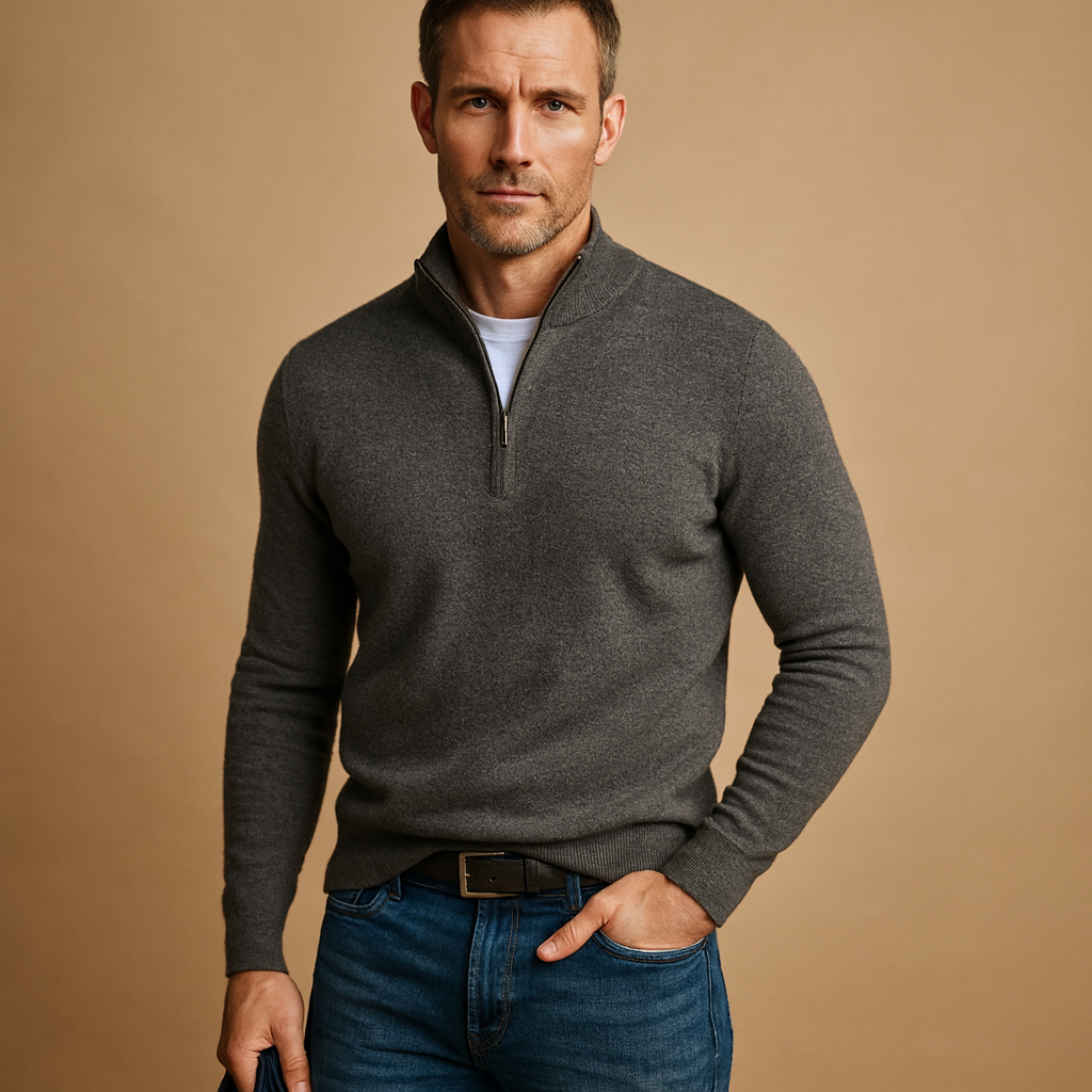 Men’s zipped cardigan jacket with soft, warm fabric and timeless design, perfect for work, daily wear, or casual occasions in autumn and winter.