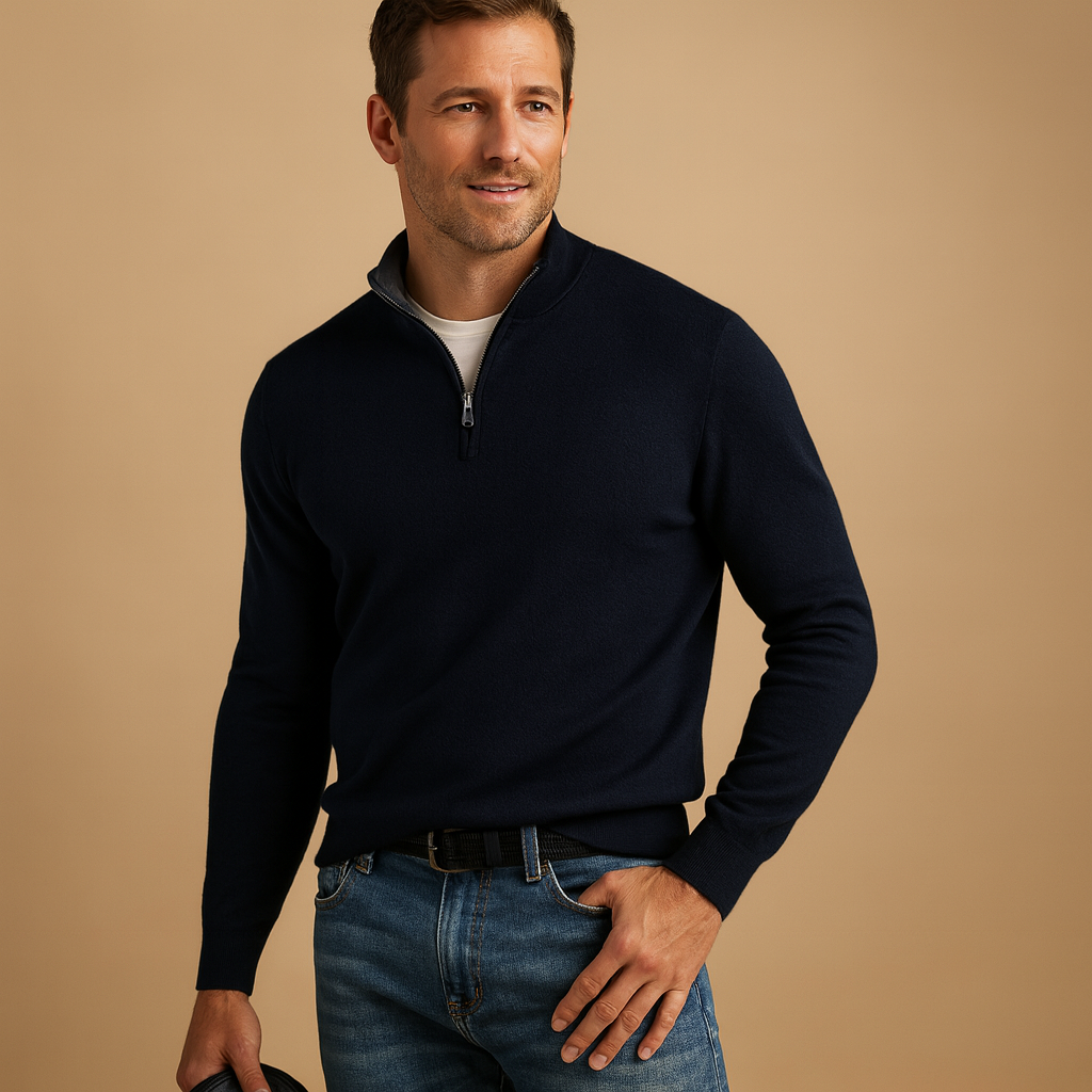 Men’s zipped cardigan jacket with soft, warm fabric and timeless design, perfect for work, daily wear, or casual occasions in autumn and winter.